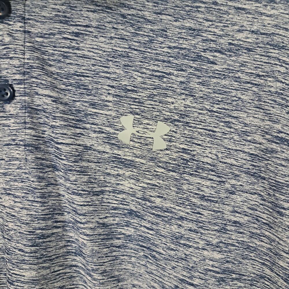 Under Armour Men's Heather Blue Loose Heat Gear Polo Large - Picture 3 of 7